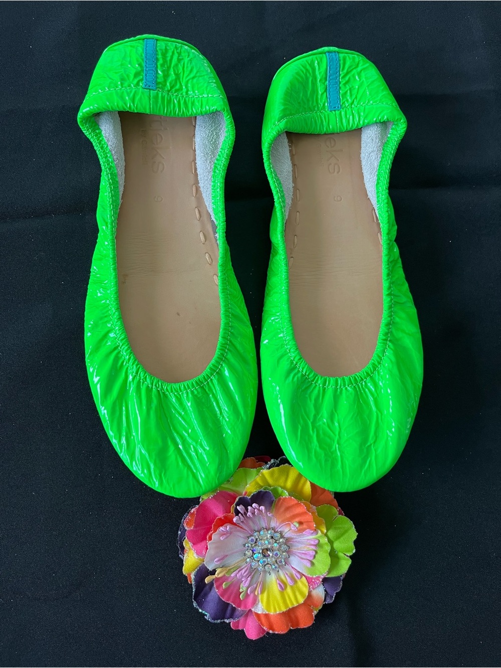Tieks Galactic Green Neon ballet flats